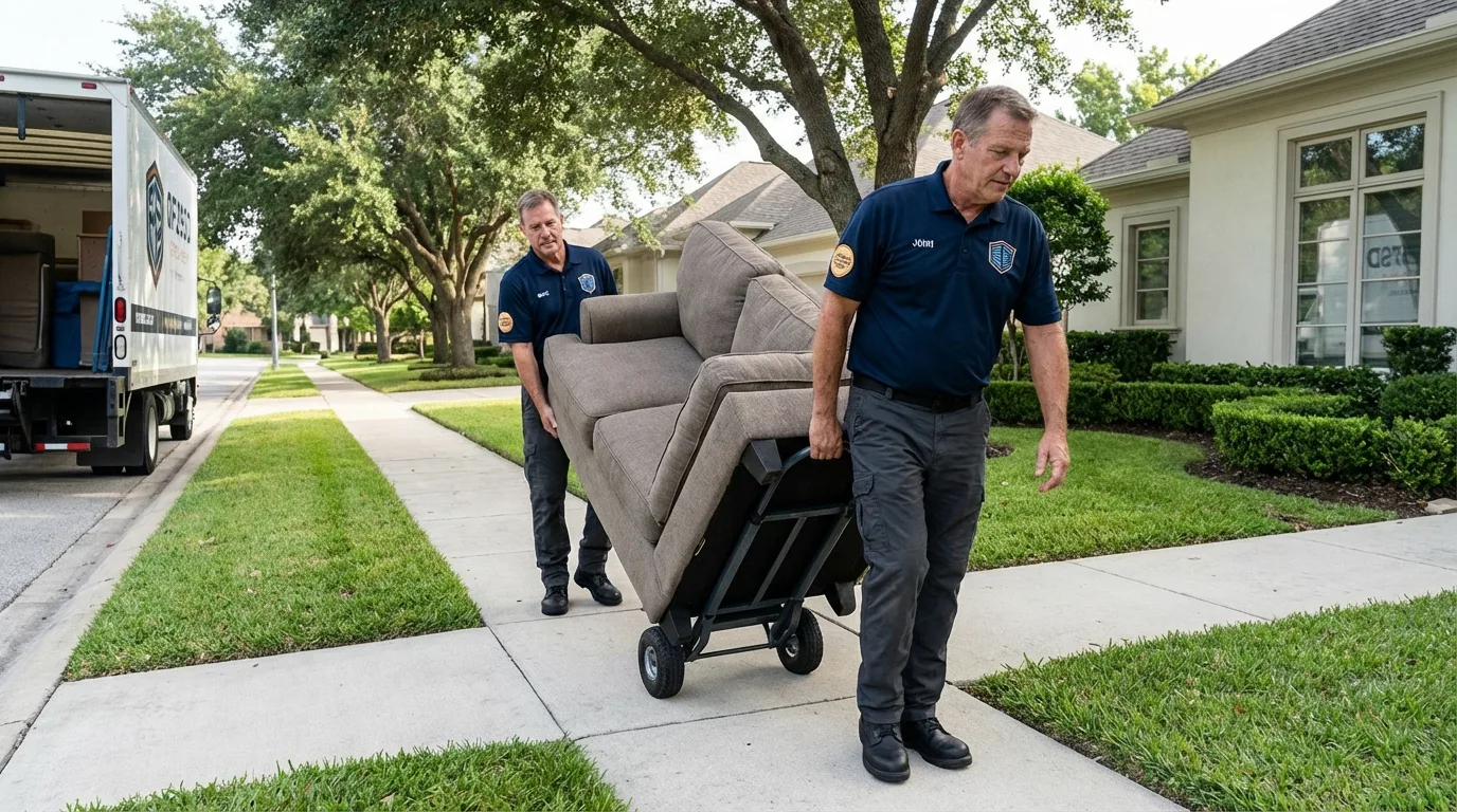 Local residential moving crew loading furniture in Roanoke Rapids, NC