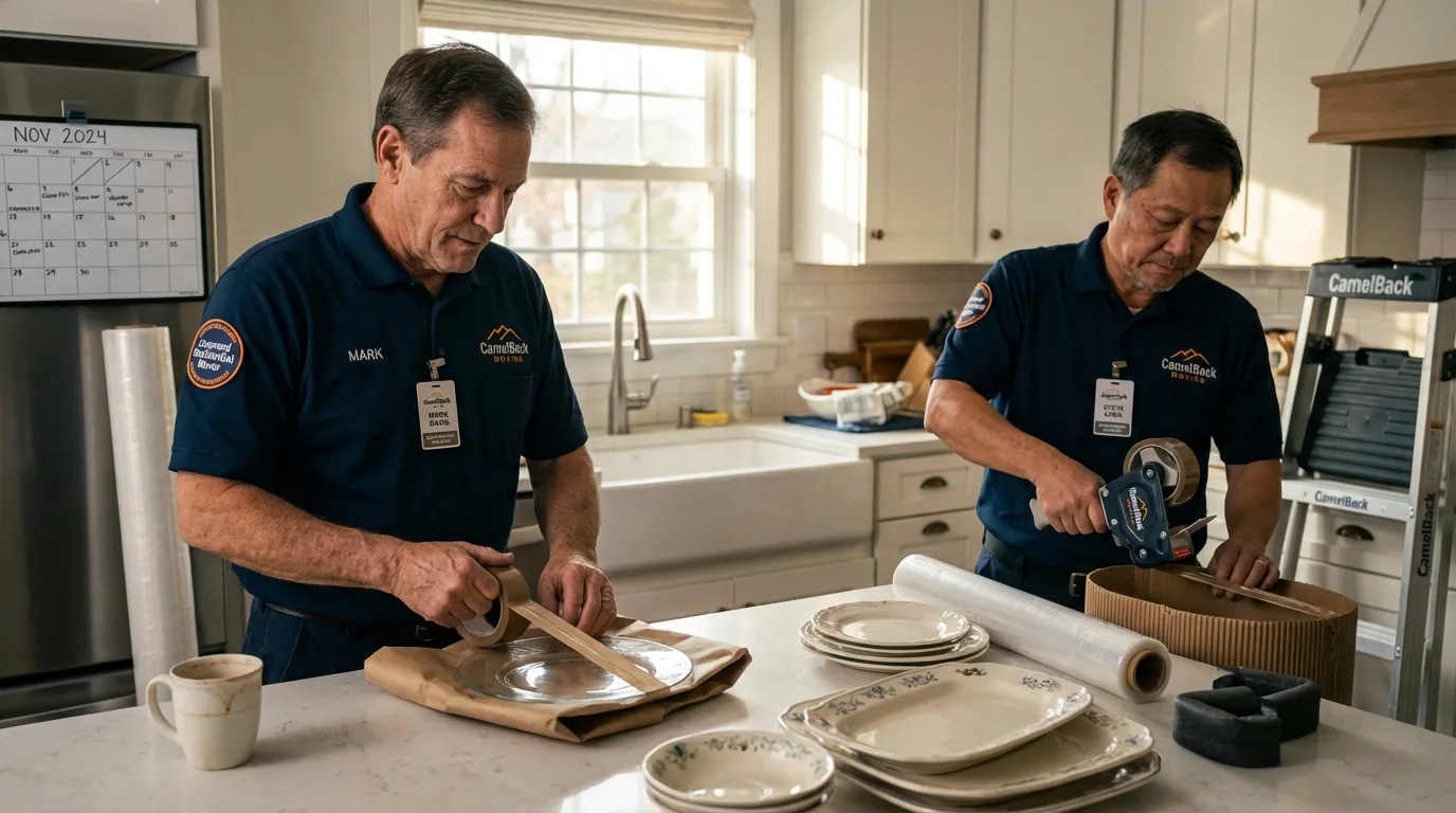 Professional crew packing kitchen dishware in Roanoke Rapids, NC